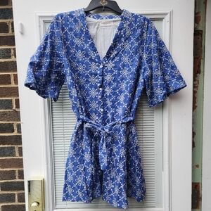 Embroidered cotton mini dress